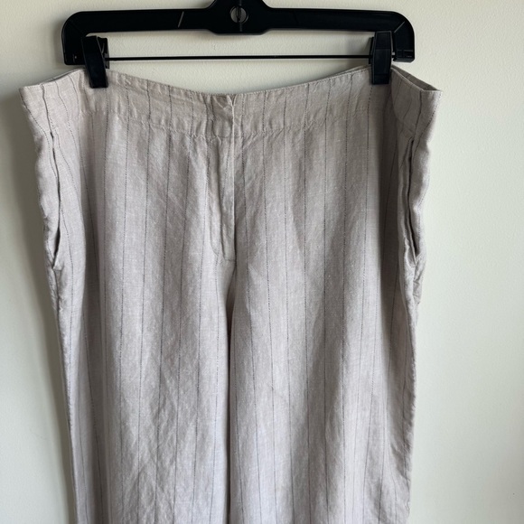 J. Jill Beige Linen Stripe Relaxed Straight Leg Pants Size 16 - Picture 7 of 8